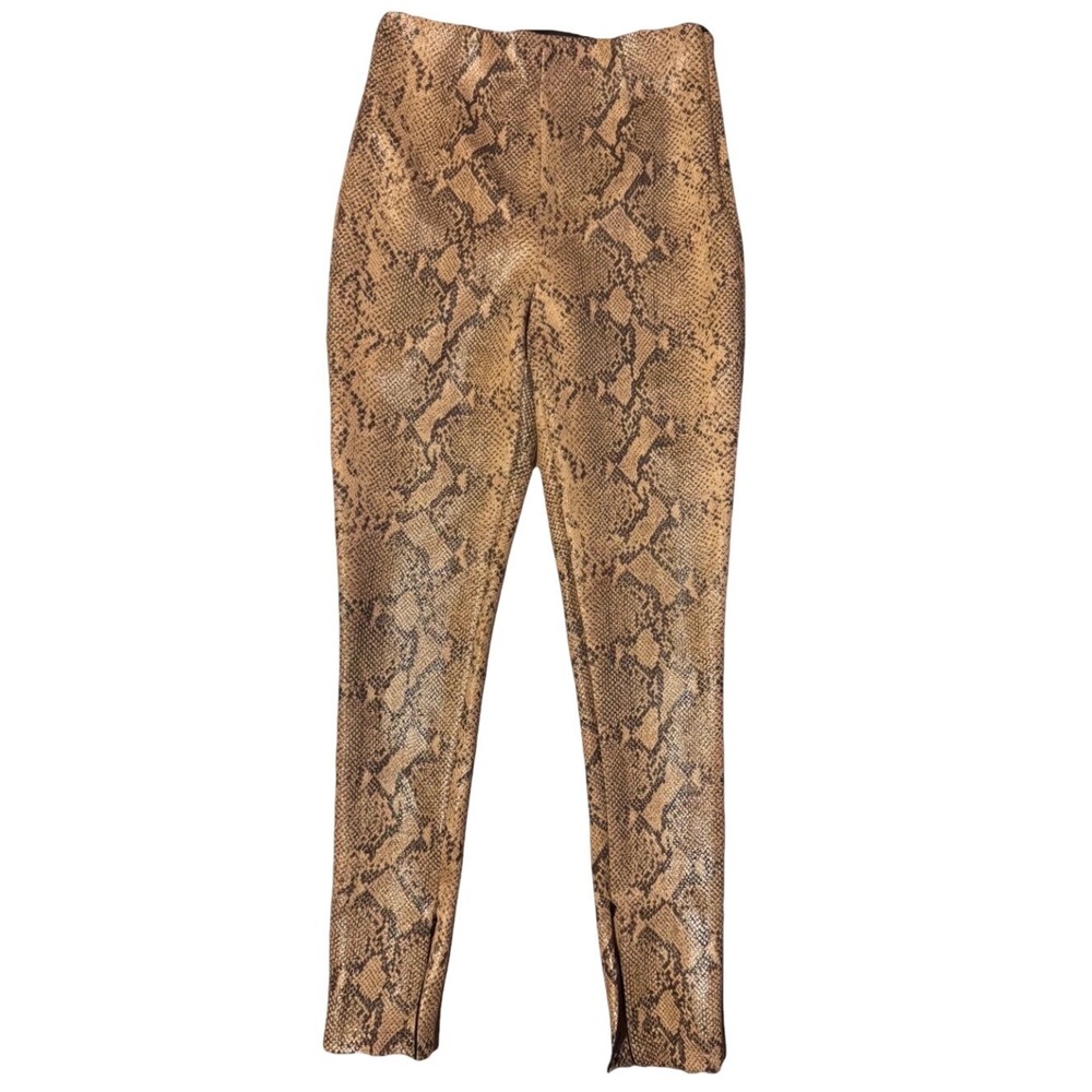 Zara Women's Slim Pants‎ Animal Print Shiny Size Small New Double Zip NWOT